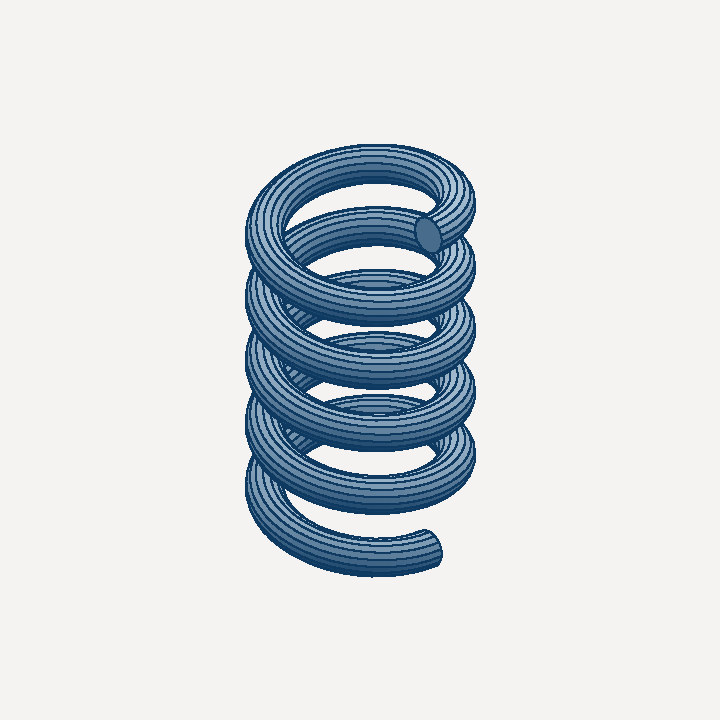 Helical sweep: a five-turn compression spring